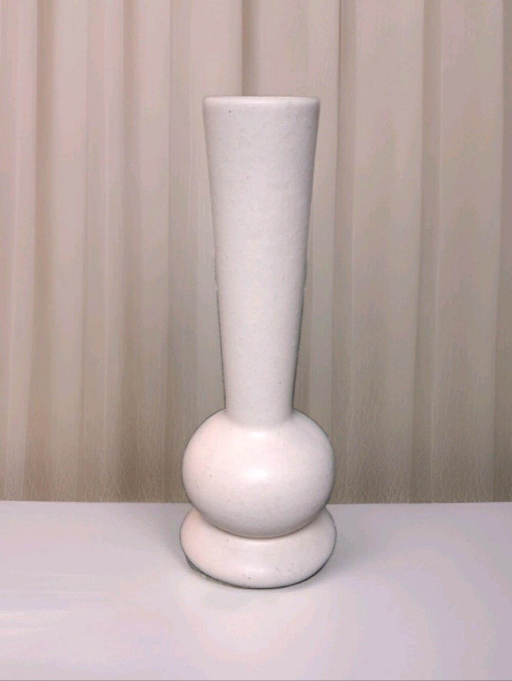 Vintage Niloak Pottery Speckled White Bud Vase 7.25" Tall